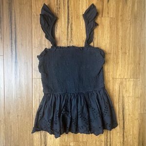 Black ruffled tank top